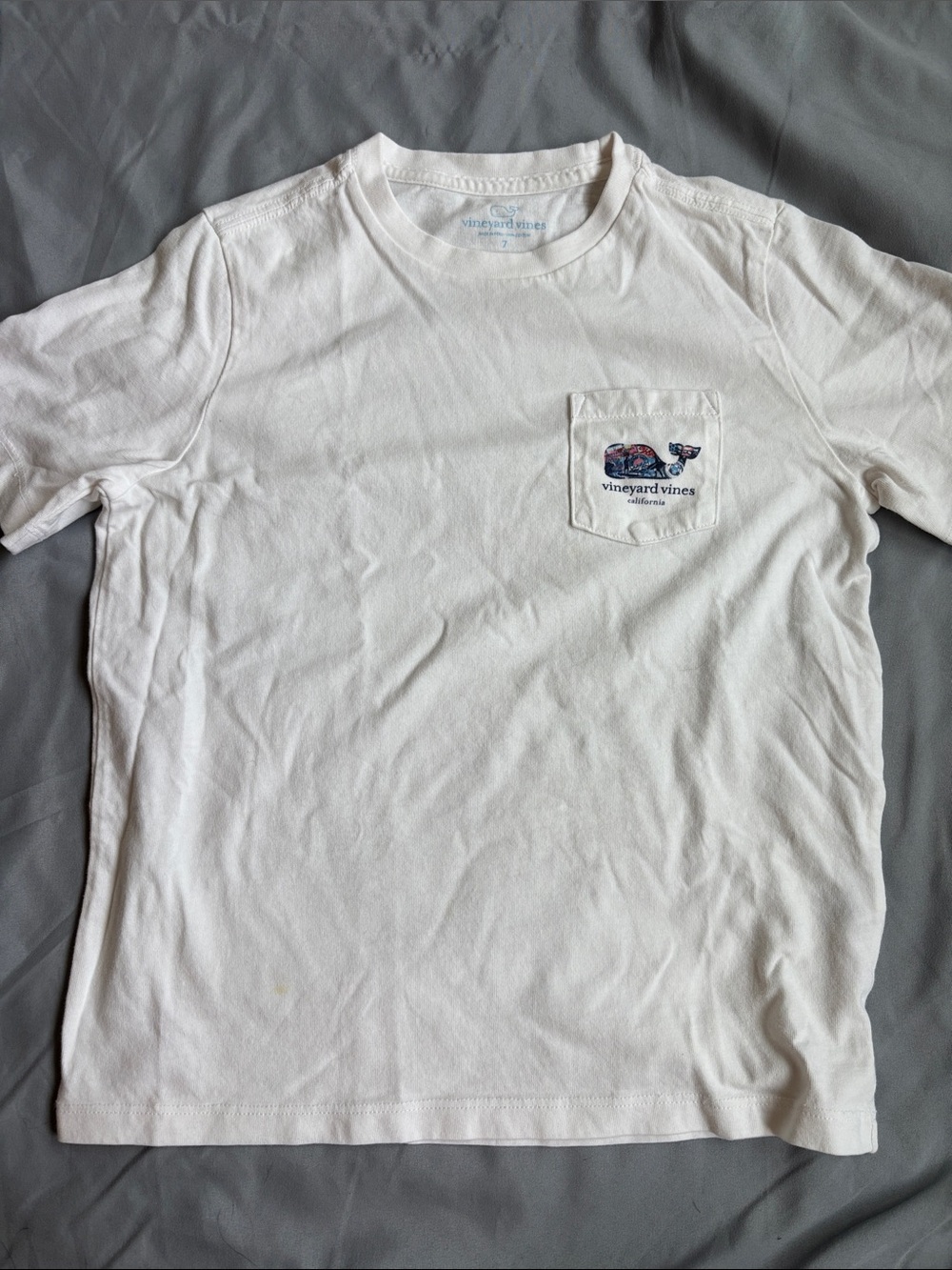 Vineyard Vines White Short Sleeve Pocket Tee with Multicolor Whale Patch